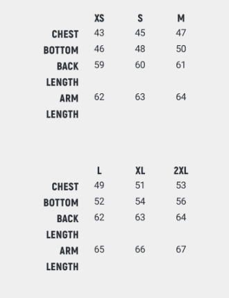 Size Chart for Mobile