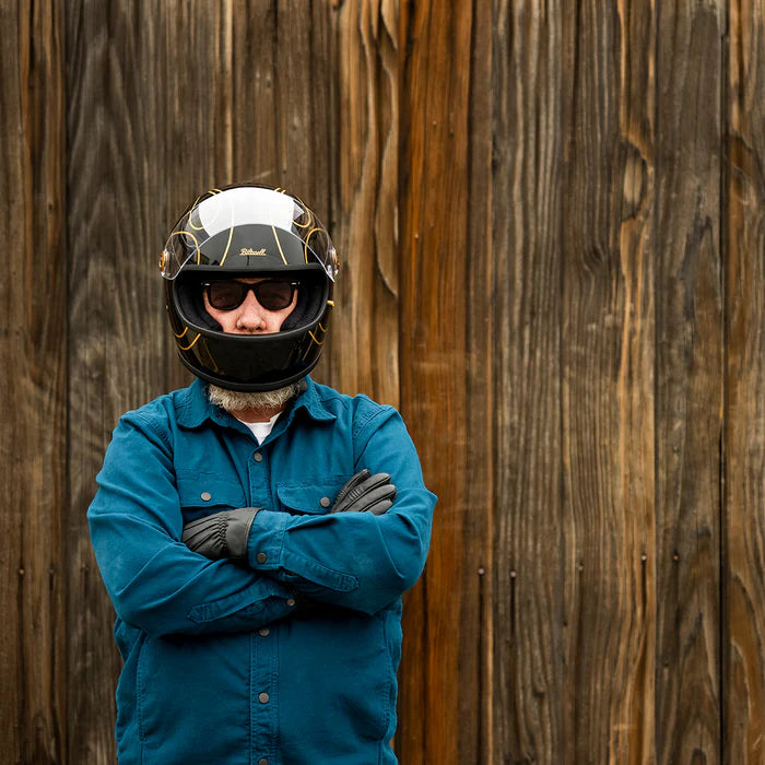 GRINGO S ECE R22.06 HELMET - GLOSS BLACK FLAMES