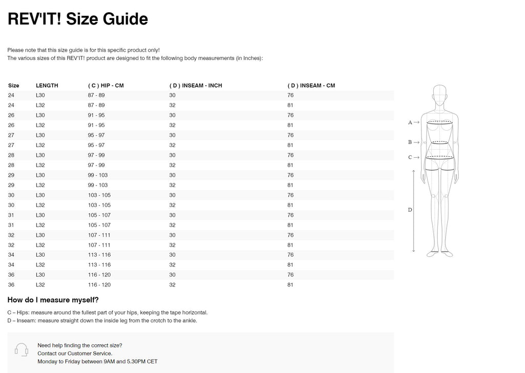 Size Chart for Desktop