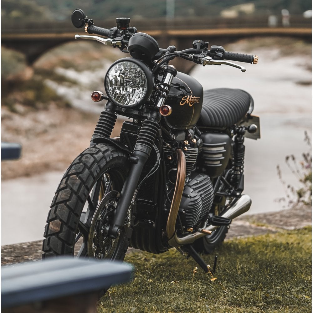 CUSTOM BILLET INDICATOR TURN SIGNALS - PAIR - BLACK/BRASS Bezels