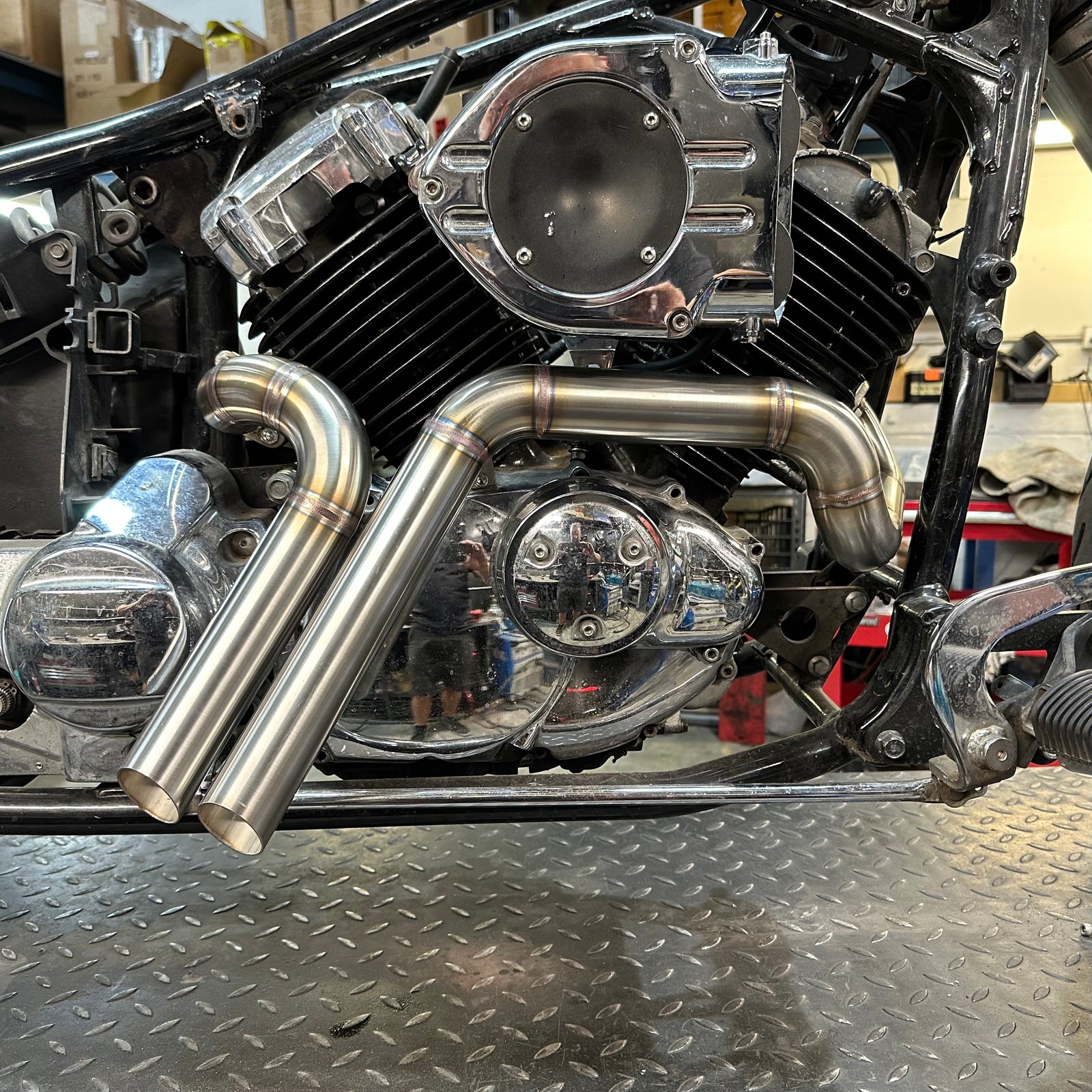 Yamaha XVS650 V-star - Stainless Exhaust "Short Bob” HyperCharger