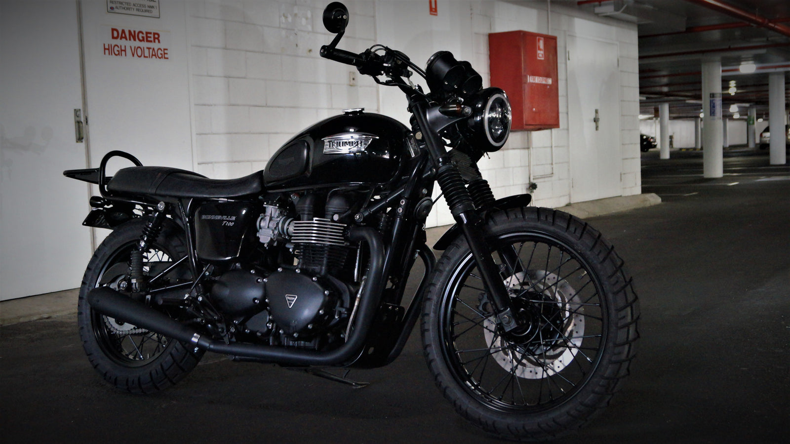 Blacked out Triumph Bonneville