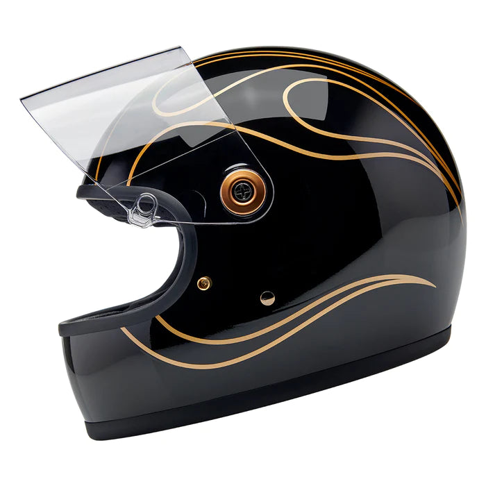 GRINGO S ECE R22.06 HELMET - GLOSS BLACK FLAMES