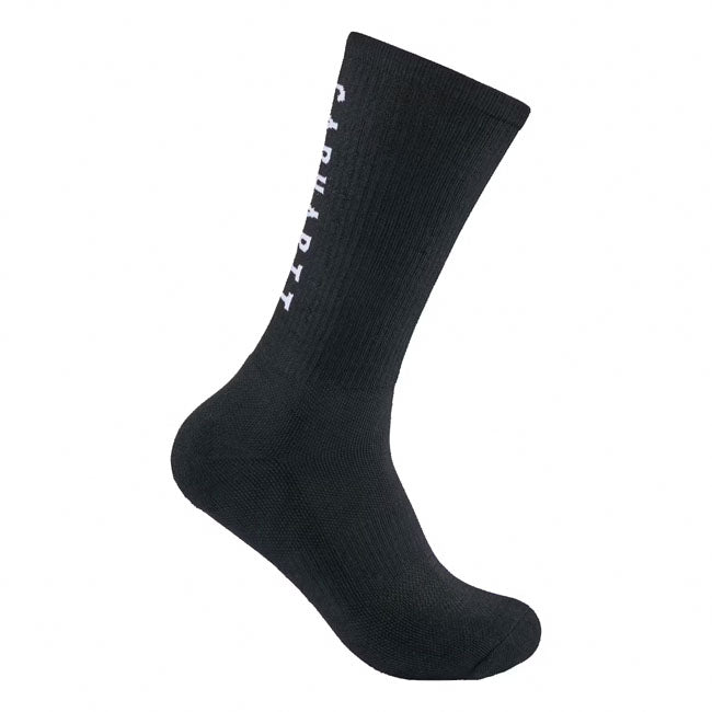 CARHARTT MIDWEIGHT LOGO CREW SOCK 3 PACK BLACK
