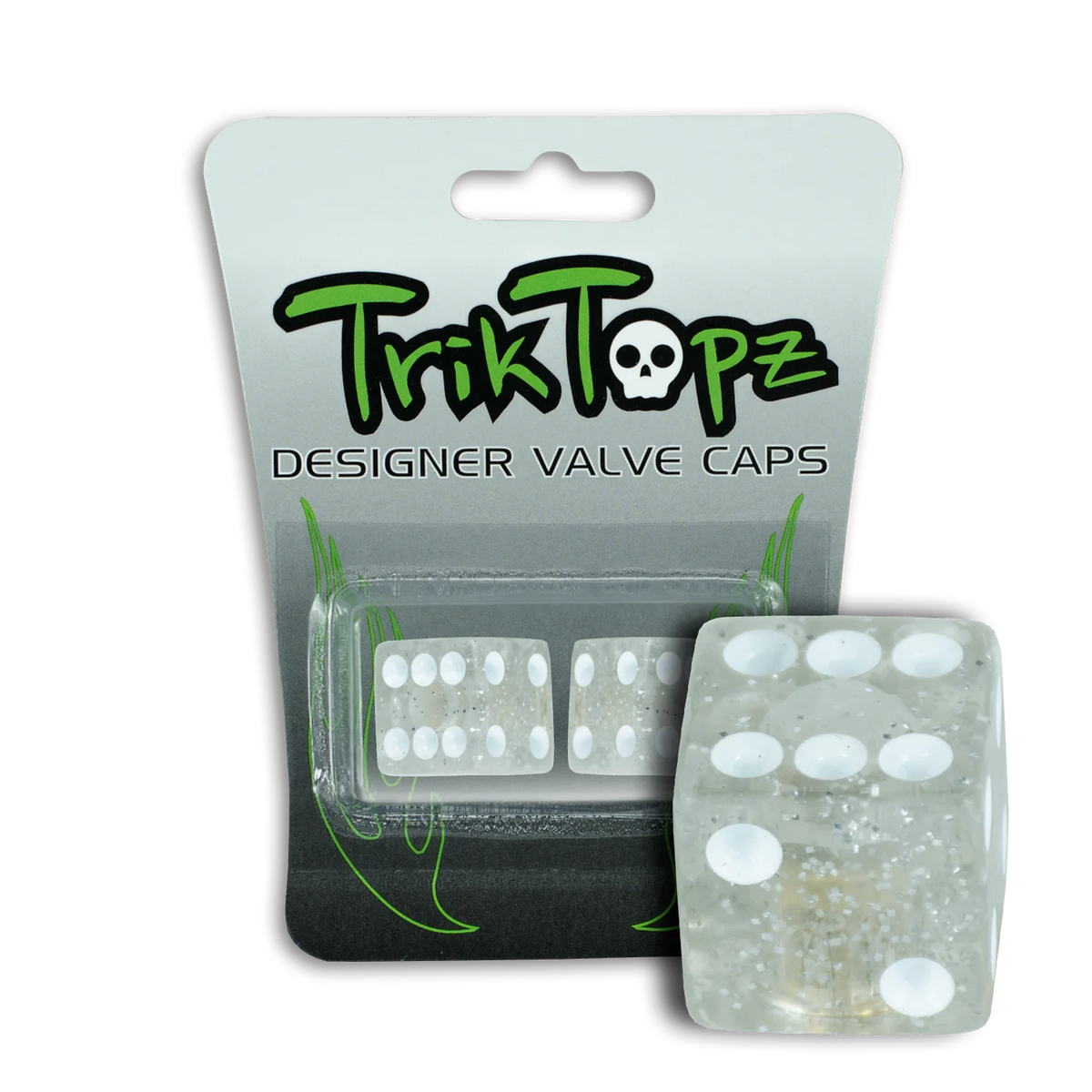 Clear Glitter Dice Valve Stem Caps