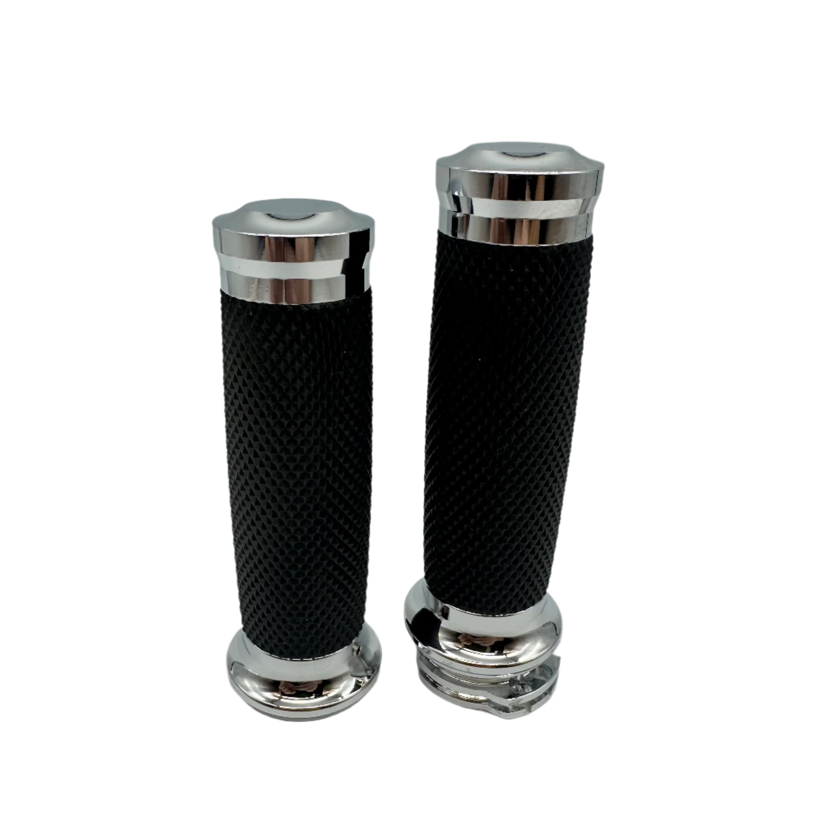 1" black anodised aluminium grips - knurled rubber