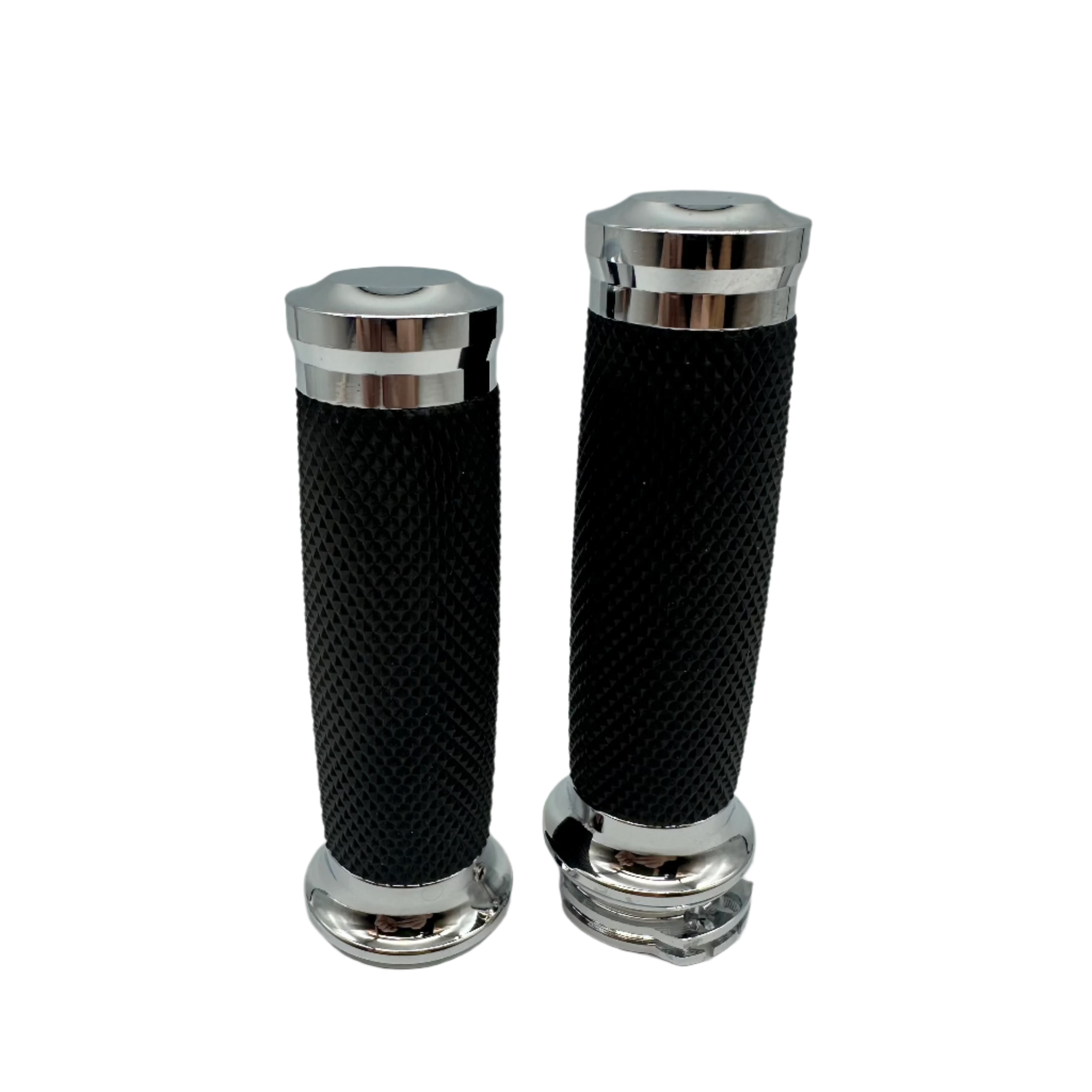 1" black anodised aluminium grips - knurled rubber
