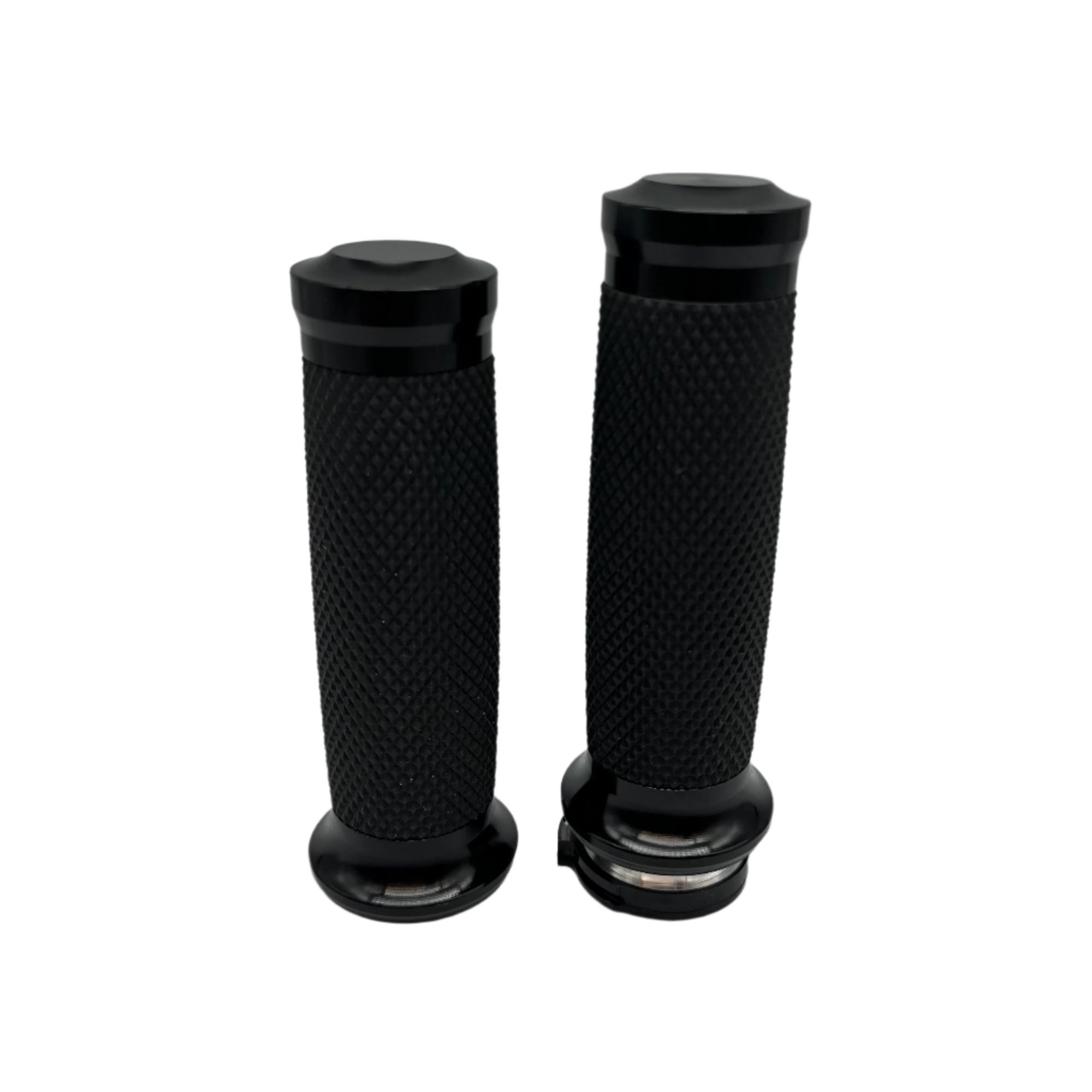 1" black anodised aluminium grips - knurled rubber