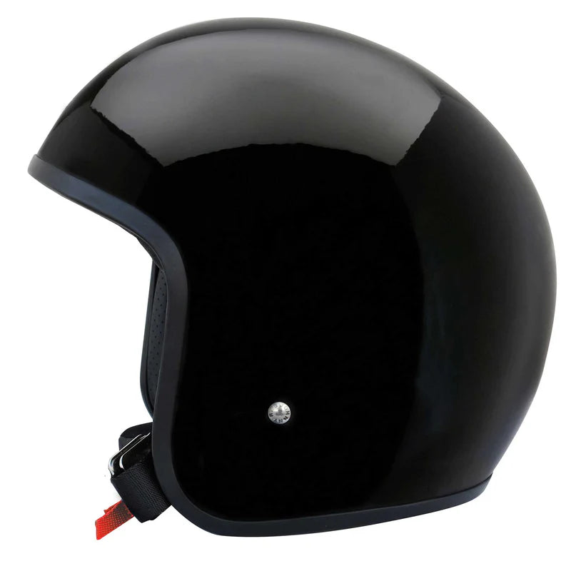 black open face motorcycle helmets GLX M14 Helmet Large lightweight open face design for optimal vison BURKE OPEN FACE | GLOSS