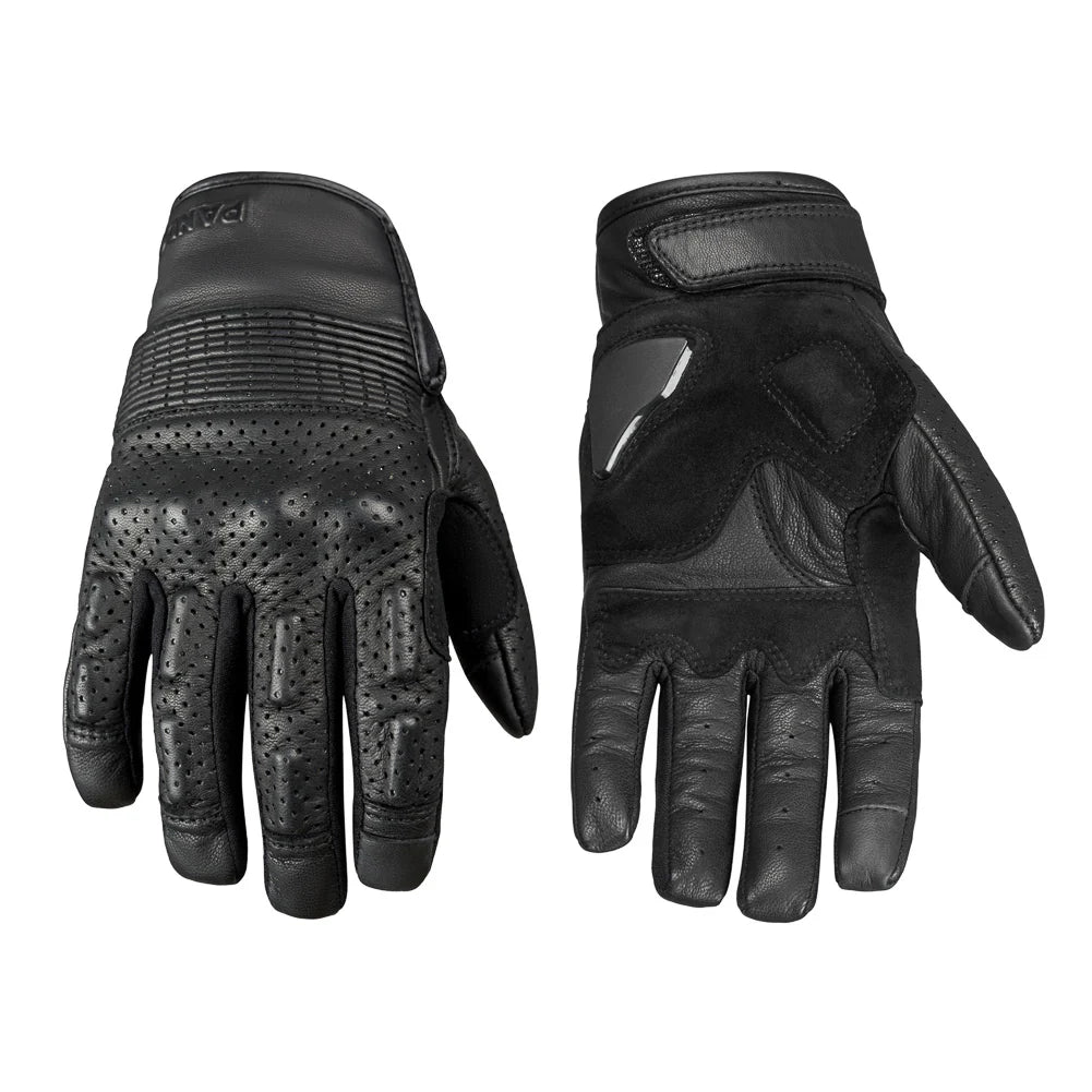 ONYX BLACK 02 - BLACK LEATHER MOTORCYCLE GLOVE