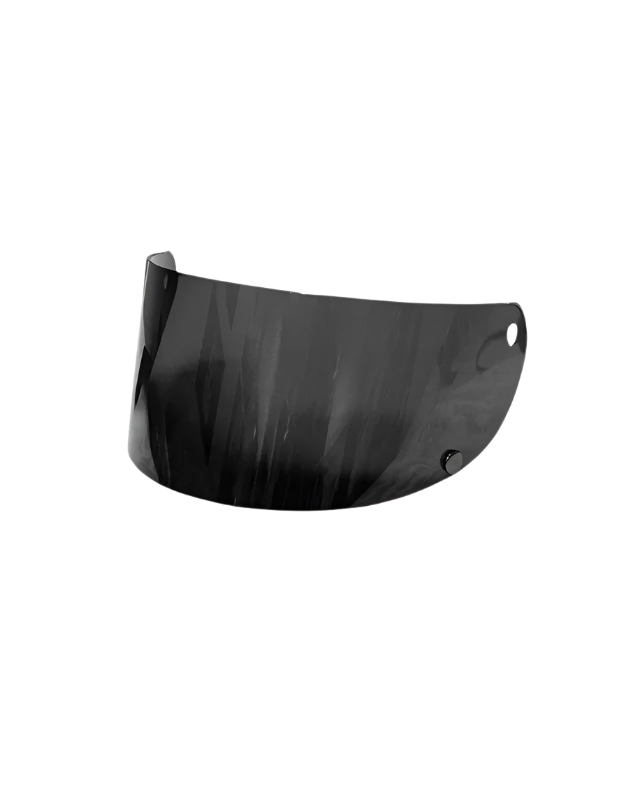 Black motorcycle visor on a white background