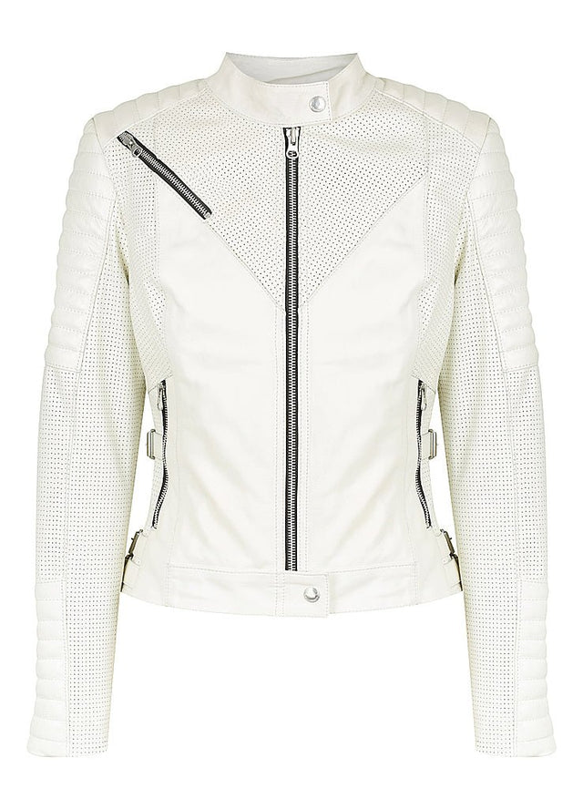 Wild &amp; Free White Motorcycle Jacket Women