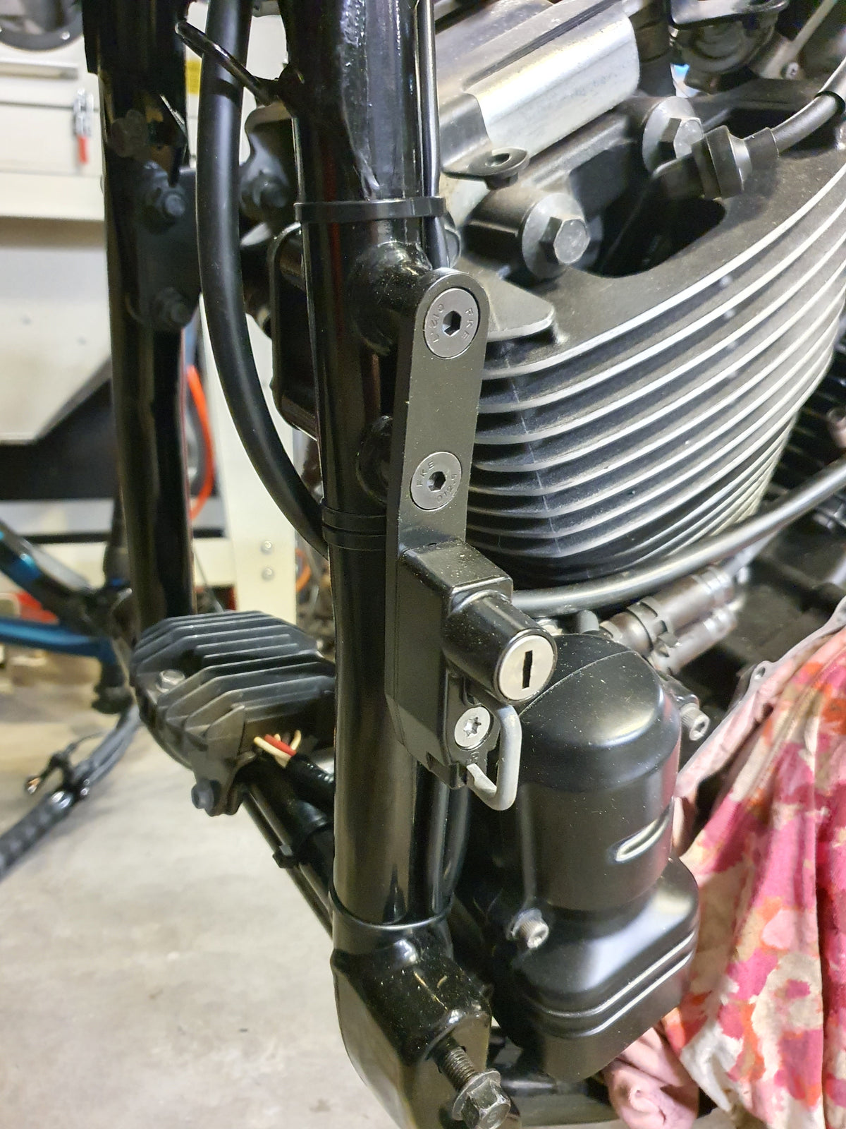 XVS650 v-star helmet lock relocation bracket rogue motorcycles perth