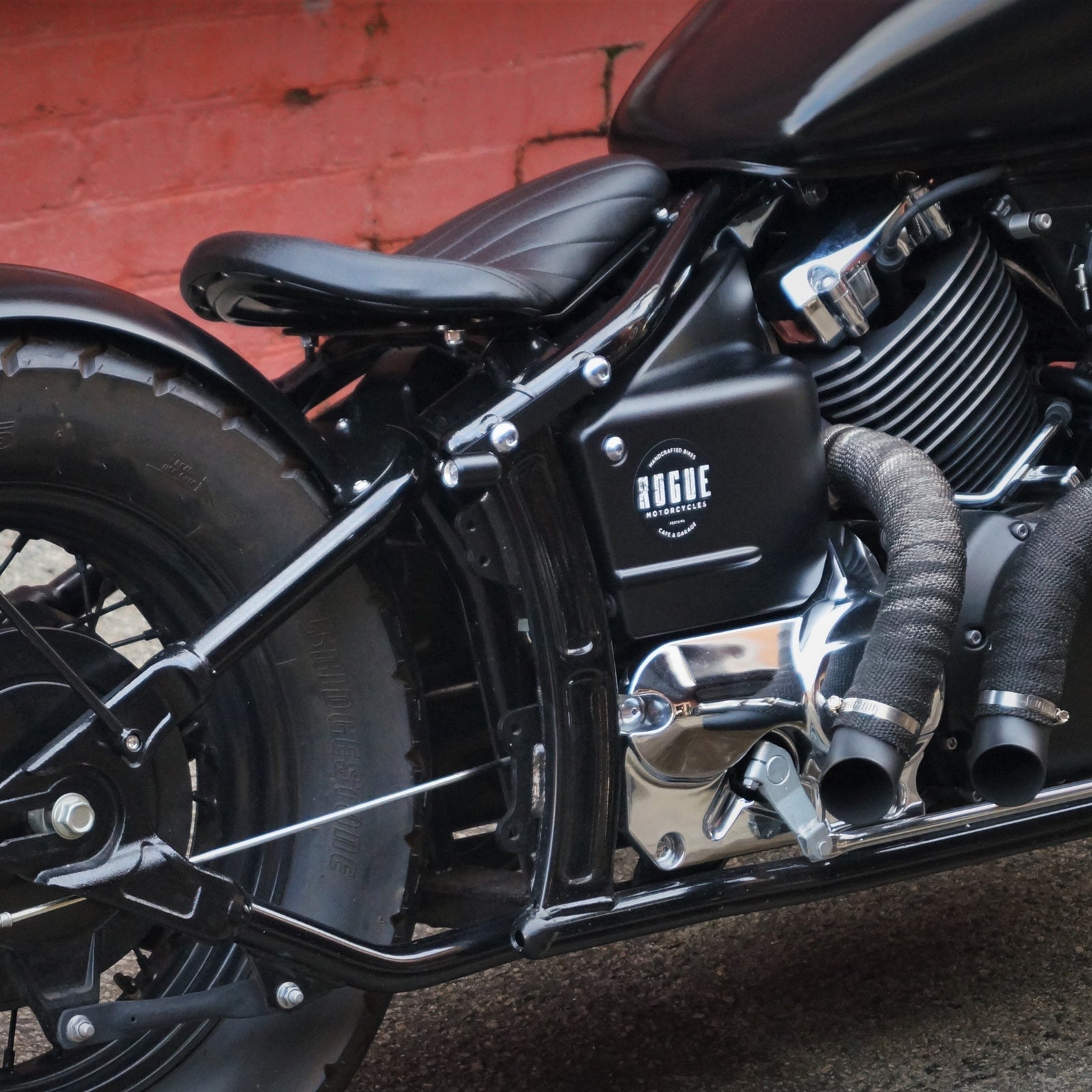 yamaha xvs650 bobber kit fender mudguard biltwell seat solo stainless headers exhaust rogue motorcycles wa western australia perth custom chopper v-star classic 