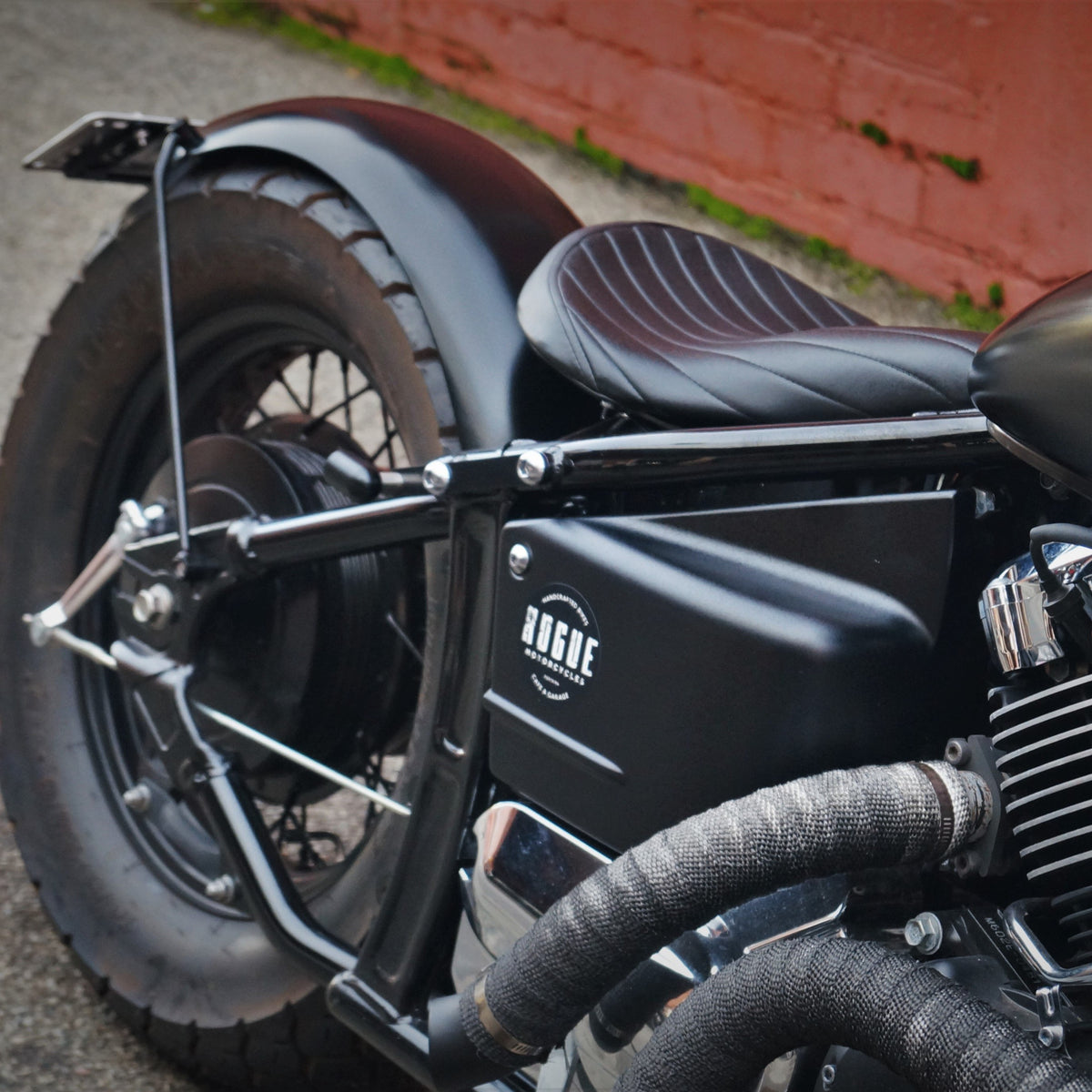 yamaha xvs650 bobber kit fender mudguard biltwell seat solo stainless headers exhaust rogue motorcycles wa western australia perth custom chopper v-star classic 