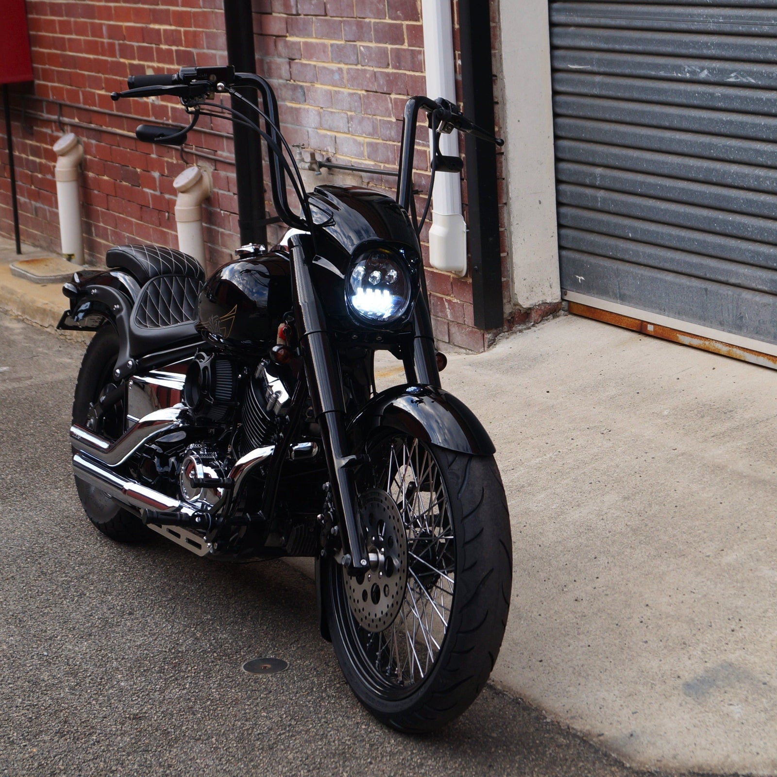 Yamaha XVS650 custom fairing led headlight rogue motorcycles perth