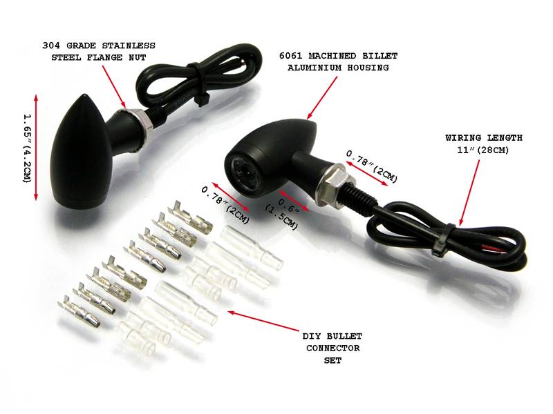 Premium Black LED indicators custom bike rogue motorcycles perth