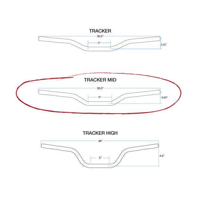 TRACKER MID HANDLEBARS 1" TBW w/ INSERT - BLACK