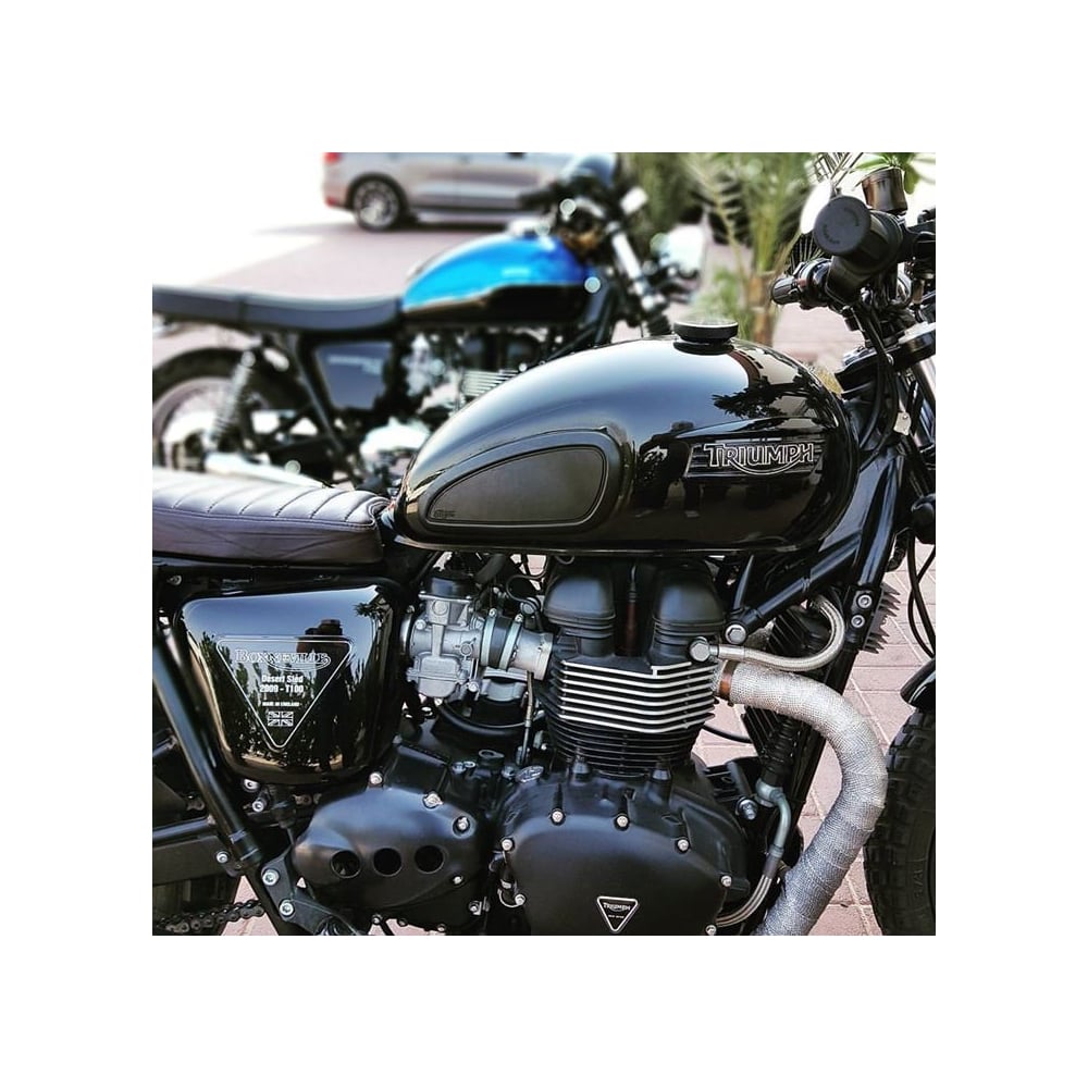 Classic Cafe Racer custom Knee Pads - Black Pinstripe
