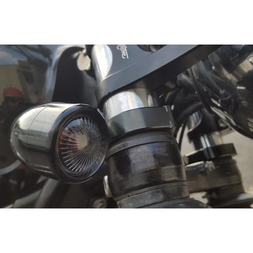 ROGUE MOTORCYCLES PERTH AUSTRALIA MOTONE WRAP AROUND INDICATOR TURN SIGNAL CLAMP BRACKET TRIUMPH 41MM BLACK