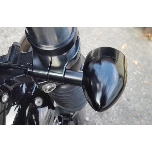ROGUE MOTORCYCLES PERTH AUSTRALIA MOTONE WRAP AROUND INDICATOR TURN SIGNAL CLAMP BRACKET TRIUMPH 41MM BLACK